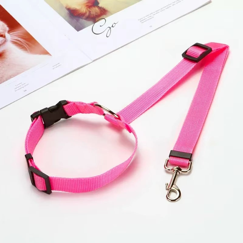 1PC Cat Collar Pet Car Seat Belt Nylon Lead Leash Backseat Safety Belt Adjustable Pet Collars Dog Collar