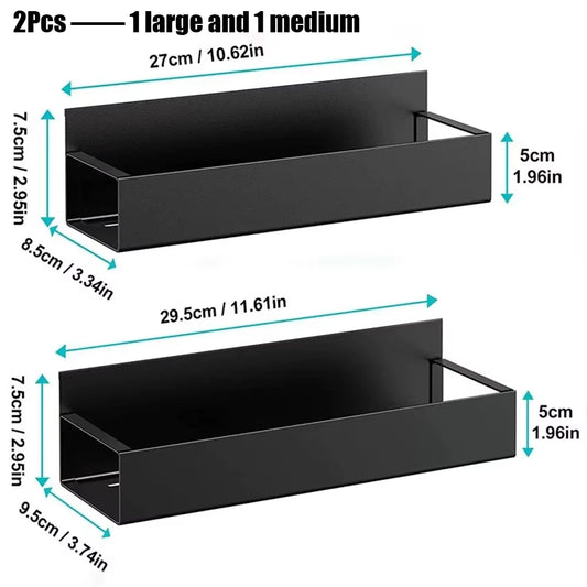 2pcs Magnetic Storage Shelf Spice Sundry Side Storage Rack Hanging Basket Space Saving Kitchen Organizer Shelf Household Holder