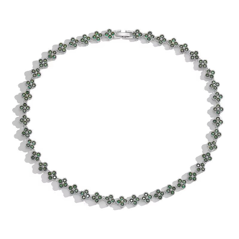 ,AAAAA Brass 18K Gold-Plated Flower Necklace Bracelet Jewelry Set ，For Christmas Gift for Women and Best Friend