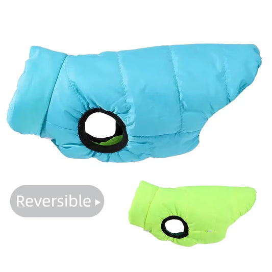 Warm Pet Clothes for Winter Reversible Dog Jacket with Leash Hole Outdoor Waterproof for Small Large Dogs Labrador Bulldog Coat