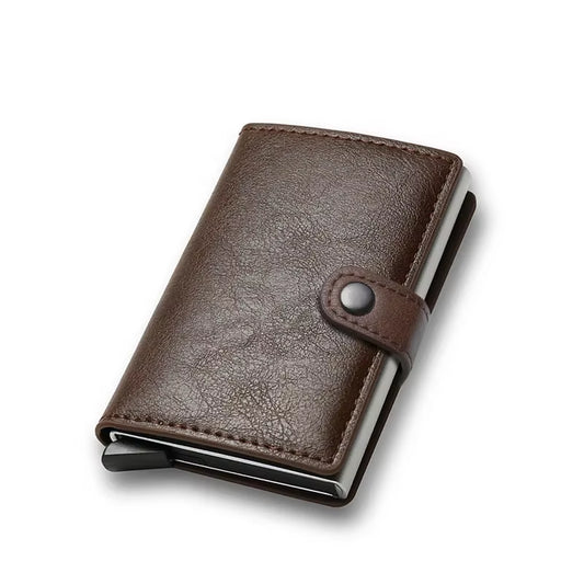 DIENQI Anti Rfid Bank Card Holder Wallets for Men Male Brown Leather Credit Cardholder Case Luxury Small Slim Thin Smart Wallet