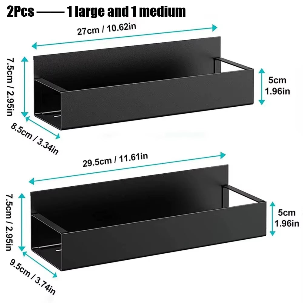2pcs Magnetic Storage Shelf Spice Sundry Side Storage Rack Hanging Basket Space Saving Kitchen Organizer Shelf Household Holder