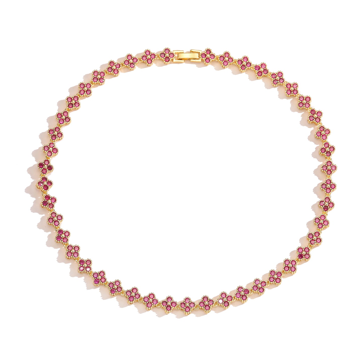 ,AAAAA Brass 18K Gold-Plated Flower Necklace Bracelet Jewelry Set ，For Christmas Gift for Women and Best Friend