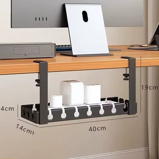 Under Table Storage Wire Organizer Storage under Table Storage Rack No-Drill Cable Basket Metal Adjustable Cable Management Tray