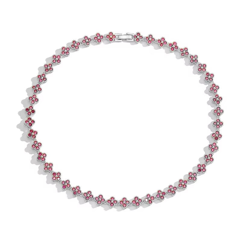 ,AAAAA Brass 18K Gold-Plated Flower Necklace Bracelet Jewelry Set ，For Christmas Gift for Women and Best Friend